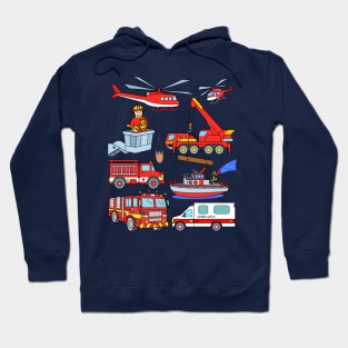 Ambulance Fire Department Fireman Trucks and Vehicles Hoodie